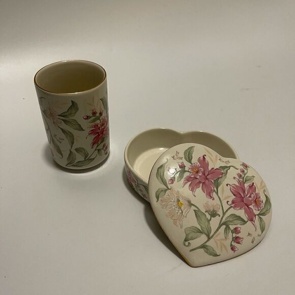 Prima Otagiri Japan Trinket Dish and beaker - Picture 1 of 10